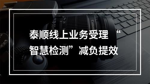 泰顺线上业务受理 “智慧检测”减负提效