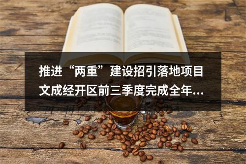 推进“两重”建设招引落地项目 文成经开区前三季度完成全年任务
