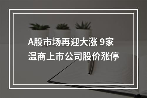 A股市场再迎大涨 9家温商上市公司股价涨停
