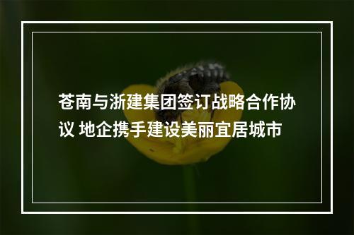 苍南与浙建集团签订战略合作协议 地企携手建设美丽宜居城市