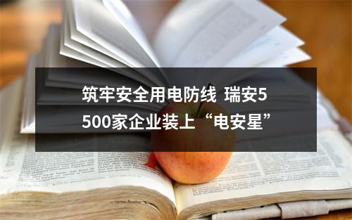 筑牢安全用电防线  瑞安5500家企业装上“电安星”