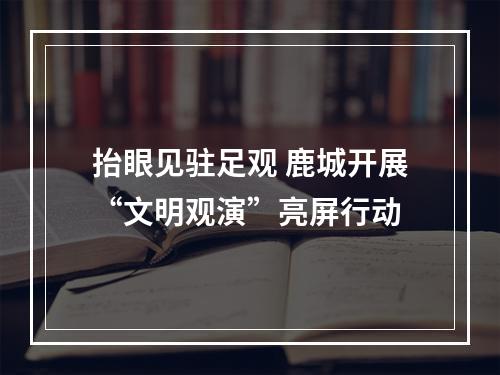 抬眼见驻足观 鹿城开展“文明观演”亮屏行动