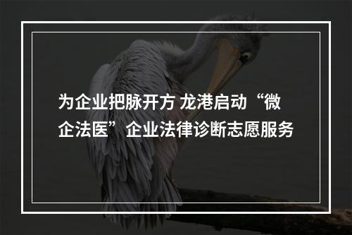 为企业把脉开方 龙港启动“微企法医”企业法律诊断志愿服务