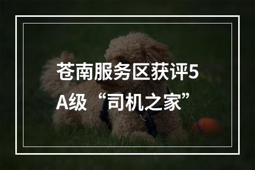 苍南服务区获评5A级“司机之家”