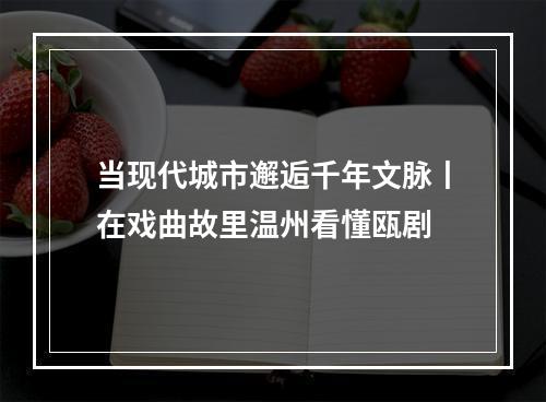 当现代城市邂逅千年文脉丨在戏曲故里温州看懂瓯剧