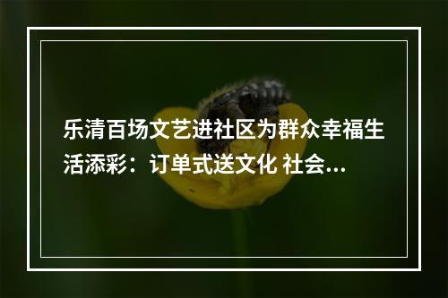 乐清百场文艺进社区为群众幸福生活添彩：订单式送文化 社会力量助力