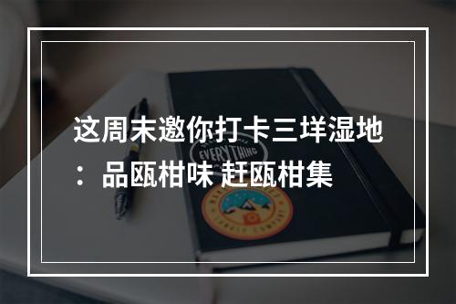 这周末邀你打卡三垟湿地：品瓯柑味 赶瓯柑集