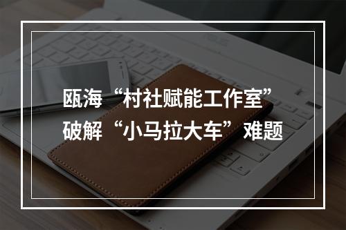 瓯海“村社赋能工作室”破解“小马拉大车”难题