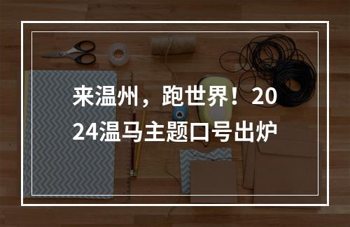 来温州，跑世界！2024温马主题口号出炉