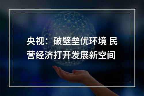 央视：破壁垒优环境 民营经济打开发展新空间