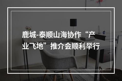 鹿城-泰顺山海协作“产业飞地”推介会顺利举行