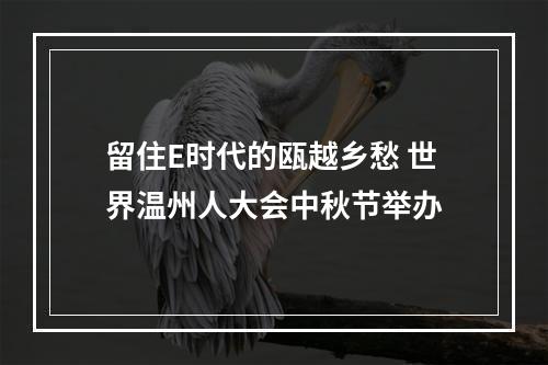 留住E时代的瓯越乡愁 世界温州人大会中秋节举办