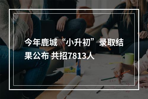 今年鹿城“小升初”录取结果公布 共招7813人