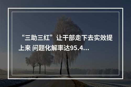 “三助三红”让干部走下去实效提上来 问题化解率达95.4%