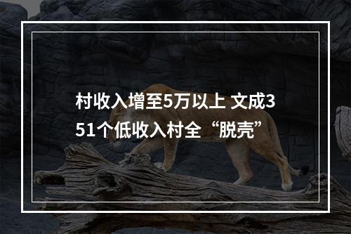 村收入增至5万以上 文成351个低收入村全“脱壳”