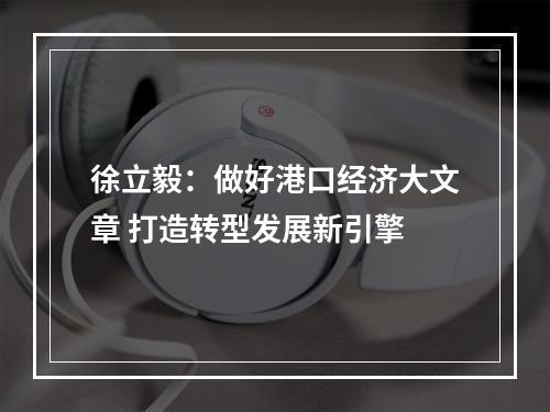 徐立毅：做好港口经济大文章 打造转型发展新引擎