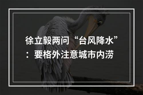 徐立毅两问“台风降水”：要格外注意城市内涝