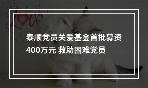 泰顺党员关爱基金首批募资400万元 救助困难党员