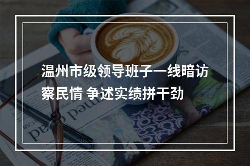 温州市级领导班子一线暗访察民情 争述实绩拼干劲