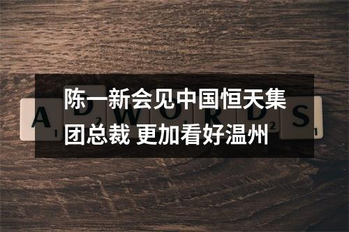 陈一新会见中国恒天集团总裁 更加看好温州