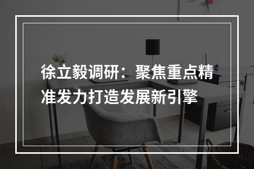 徐立毅调研：聚焦重点精准发力打造发展新引擎