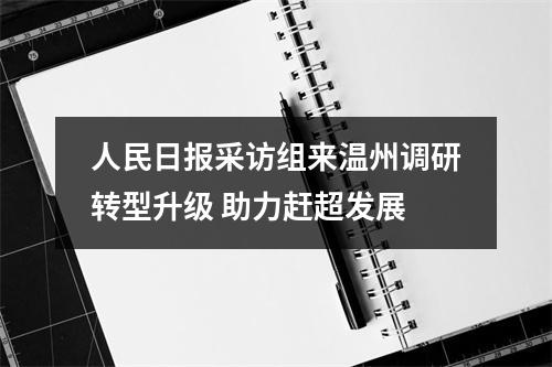 人民日报采访组来温州调研转型升级 助力赶超发展