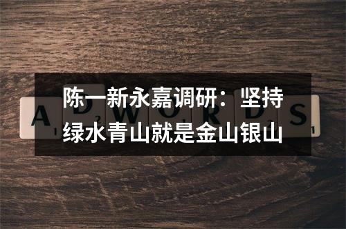 陈一新永嘉调研：坚持绿水青山就是金山银山