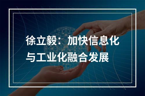 徐立毅：加快信息化与工业化融合发展