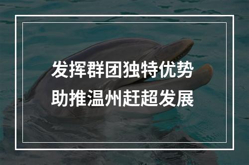 发挥群团独特优势 助推温州赶超发展