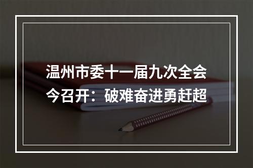 温州市委十一届九次全会今召开：破难奋进勇赶超