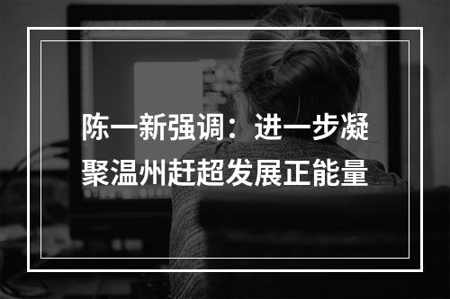 陈一新强调：进一步凝聚温州赶超发展正能量