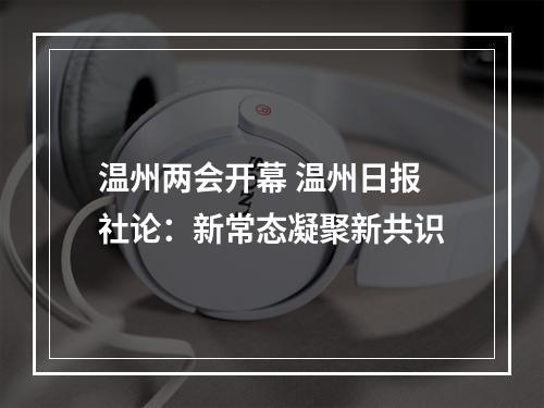 温州两会开幕 温州日报社论：新常态凝聚新共识