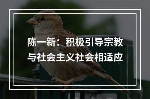 陈一新：积极引导宗教与社会主义社会相适应