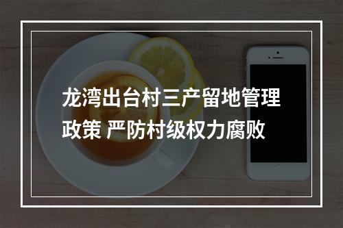 龙湾出台村三产留地管理政策 严防村级权力腐败