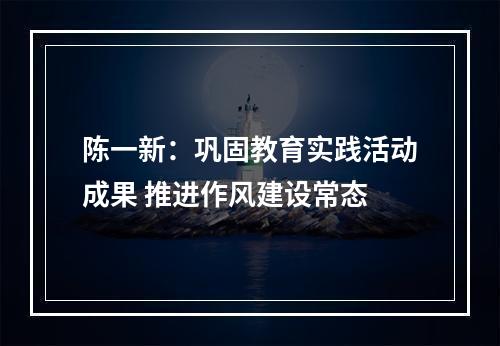 陈一新：巩固教育实践活动成果 推进作风建设常态