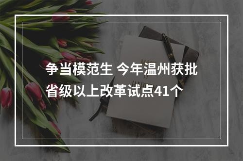 争当模范生 今年温州获批省级以上改革试点41个