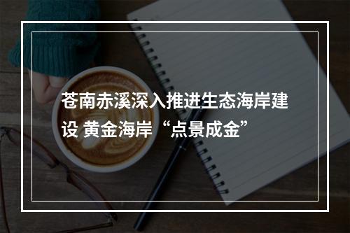 苍南赤溪深入推进生态海岸建设 黄金海岸“点景成金”