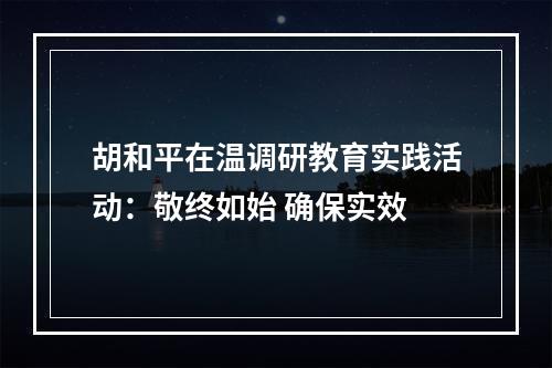 胡和平在温调研教育实践活动：敬终如始 确保实效