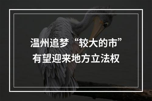 温州追梦“较大的市” 有望迎来地方立法权