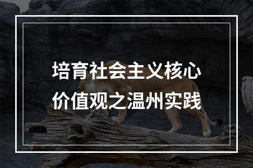 培育社会主义核心价值观之温州实践