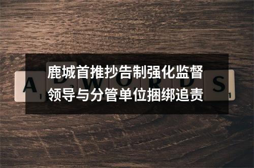 鹿城首推抄告制强化监督 领导与分管单位捆绑追责