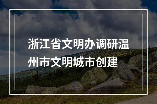浙江省文明办调研温州市文明城市创建