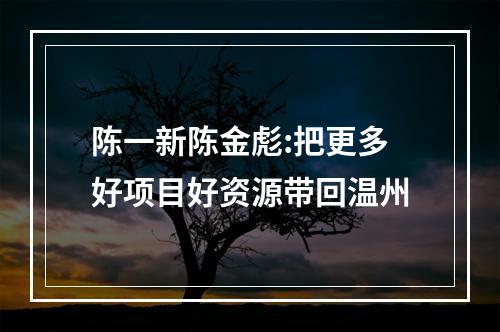 陈一新陈金彪:把更多好项目好资源带回温州