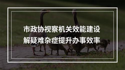 市政协视察机关效能建设 解疑难杂症提升办事效率
