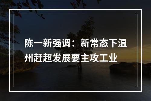 陈一新强调：新常态下温州赶超发展要主攻工业