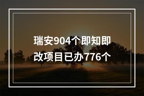 瑞安904个即知即改项目已办776个