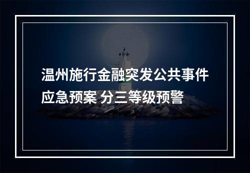 温州施行金融突发公共事件应急预案 分三等级预警