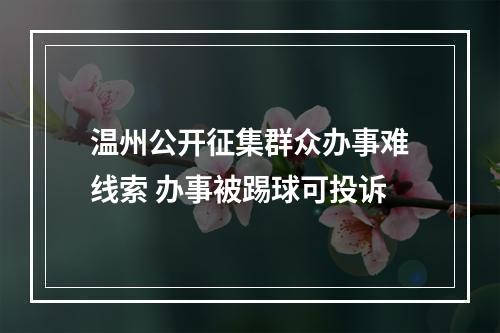 温州公开征集群众办事难线索 办事被踢球可投诉