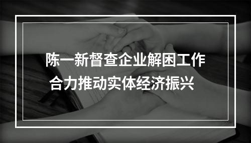 陈一新督查企业解困工作 合力推动实体经济振兴