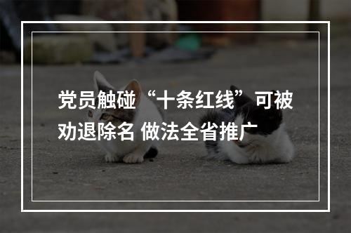 党员触碰“十条红线”可被劝退除名 做法全省推广